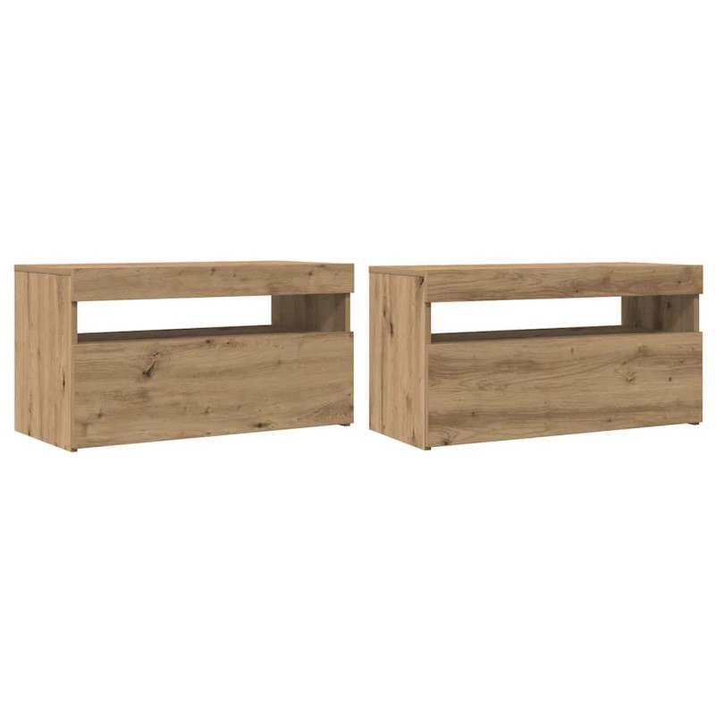 ντουλάπι τηλεόρασης vidaXL με φώτα LED Artisan Oak Κατασκευασμένο ξύλο