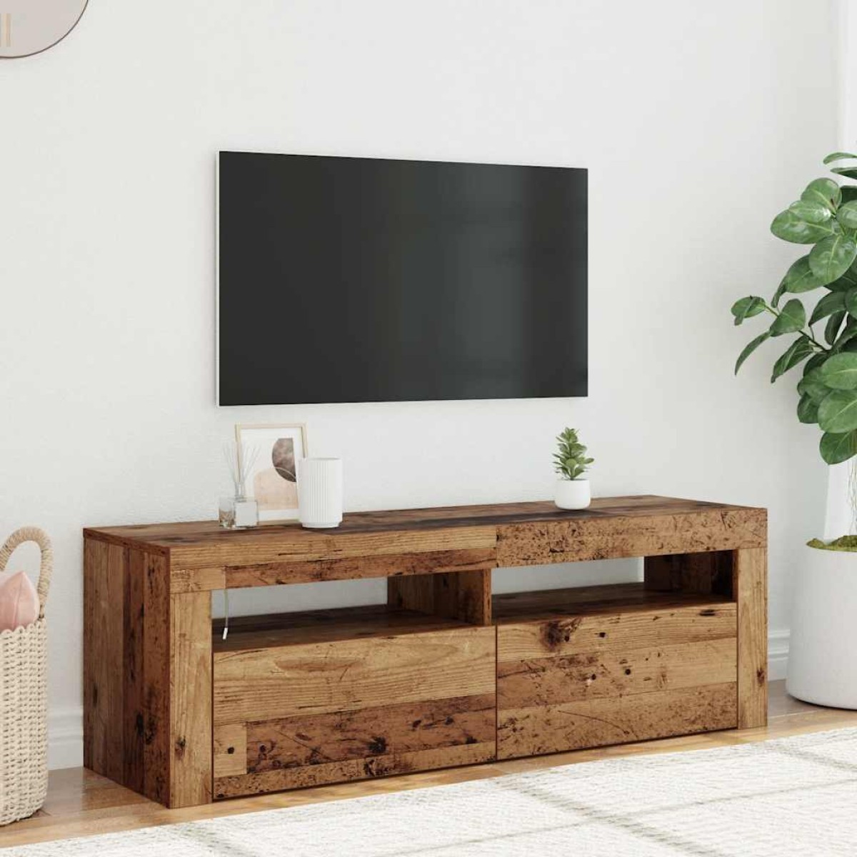 vidaXL Έπιπλο Τηλεόρασης LED Όψη Παλαιού Ξύλου 120x35x40 εκ.Επεξ. Ξύλο