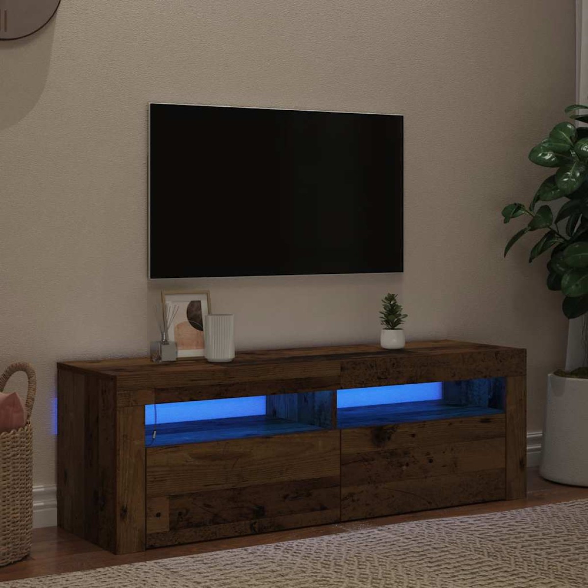 vidaXL Έπιπλο Τηλεόρασης LED Όψη Παλαιού Ξύλου 120x35x40 εκ.Επεξ. Ξύλο