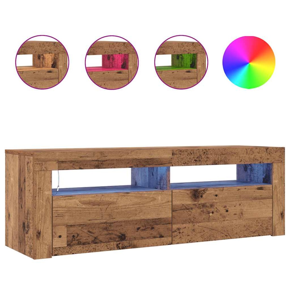 vidaXL Έπιπλο Τηλεόρασης LED Όψη Παλαιού Ξύλου 120x35x40 εκ.Επεξ. Ξύλο