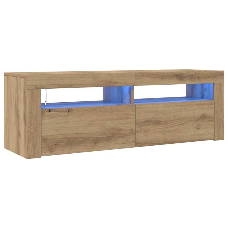 vidaXL Έπιπλο Τηλεόρασης με LED Αρτισιανή Δρυς 120x35x40 εκ Επεξ.Ξύλο