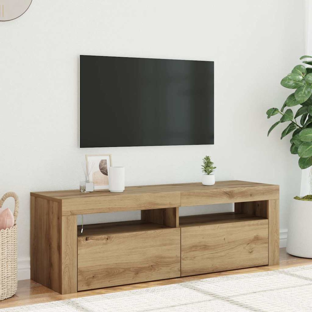 vidaXL Έπιπλο Τηλεόρασης με LED Αρτισιανή Δρυς 120x35x40 εκ Επεξ.Ξύλο