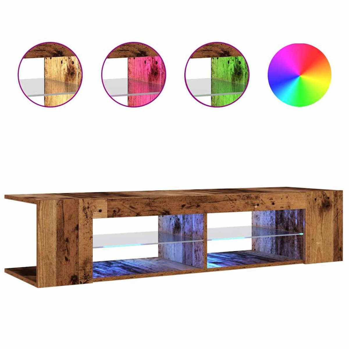 vidaXL Έπιπλο Τηλεόρασης LED Όψη Παλαιού Ξύλου 135x39x30 εκ.Επεξ. Ξύλο