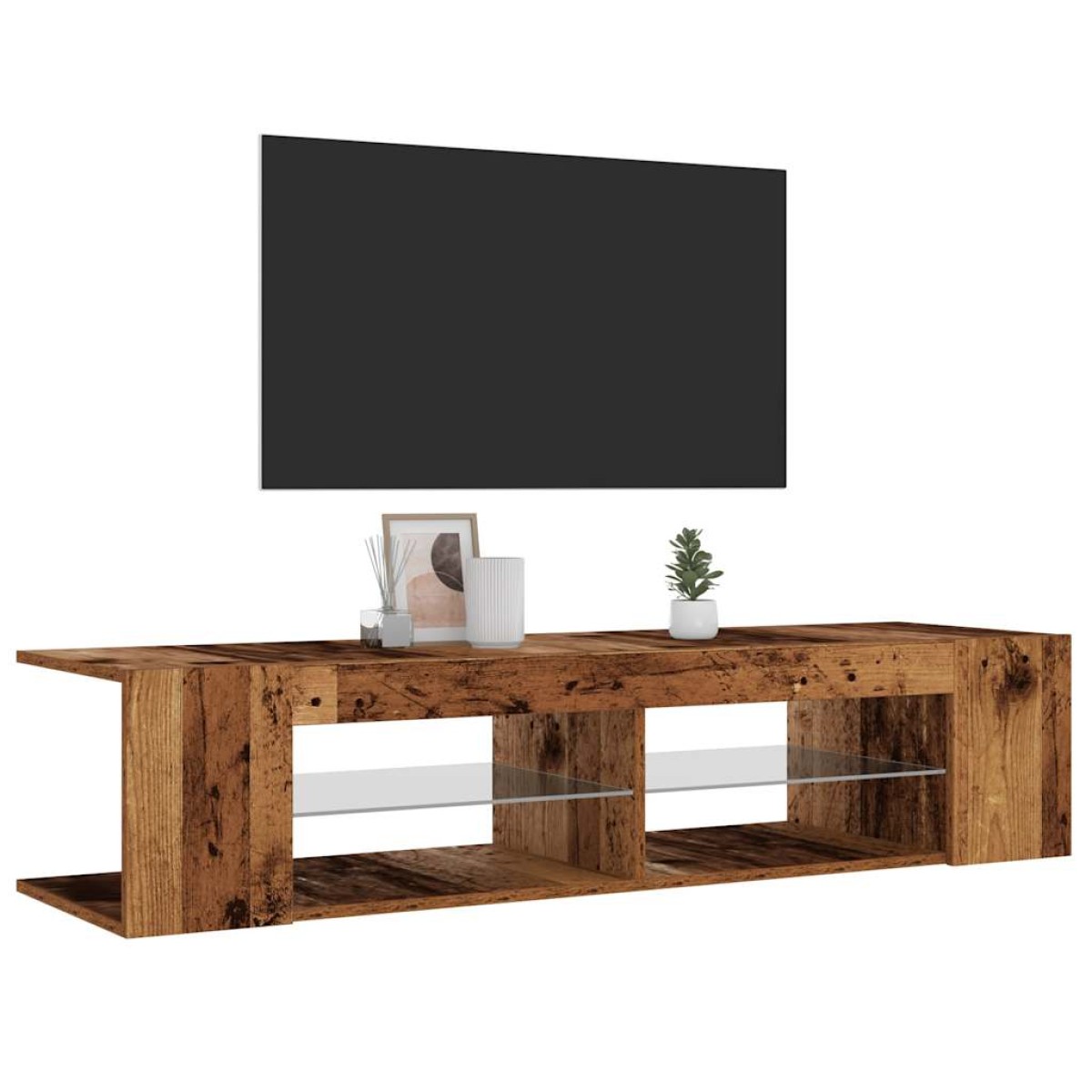 vidaXL Έπιπλο Τηλεόρασης LED Όψη Παλαιού Ξύλου 135x39x30 εκ.Επεξ. Ξύλο