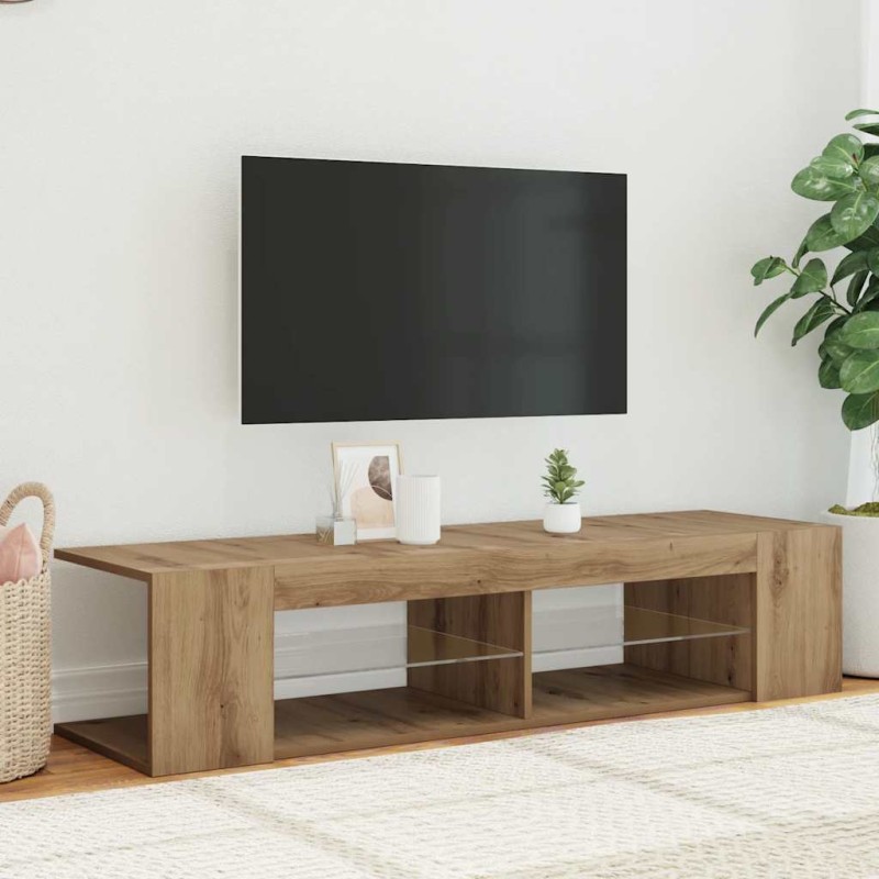 vidaXL Έπιπλο Τηλεόρασης με LED Αρτισιανή Δρυς 135x39x30 εκ Επεξ.Ξύλο