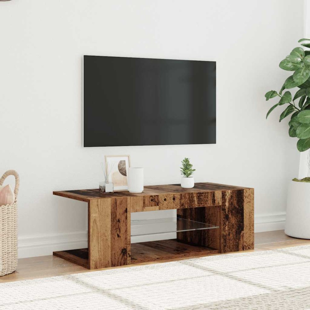vidaXL Έπιπλο Τηλεόρασης LED Όψη Παλαιού Ξύλου 90x39x30 εκ. Επεξ. Ξύλο