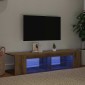 vidaXL Έπιπλο Τηλεόρασης με LED Αρτισιανή Δρυς 90x39x30 εκ Επεξ.Ξύλο