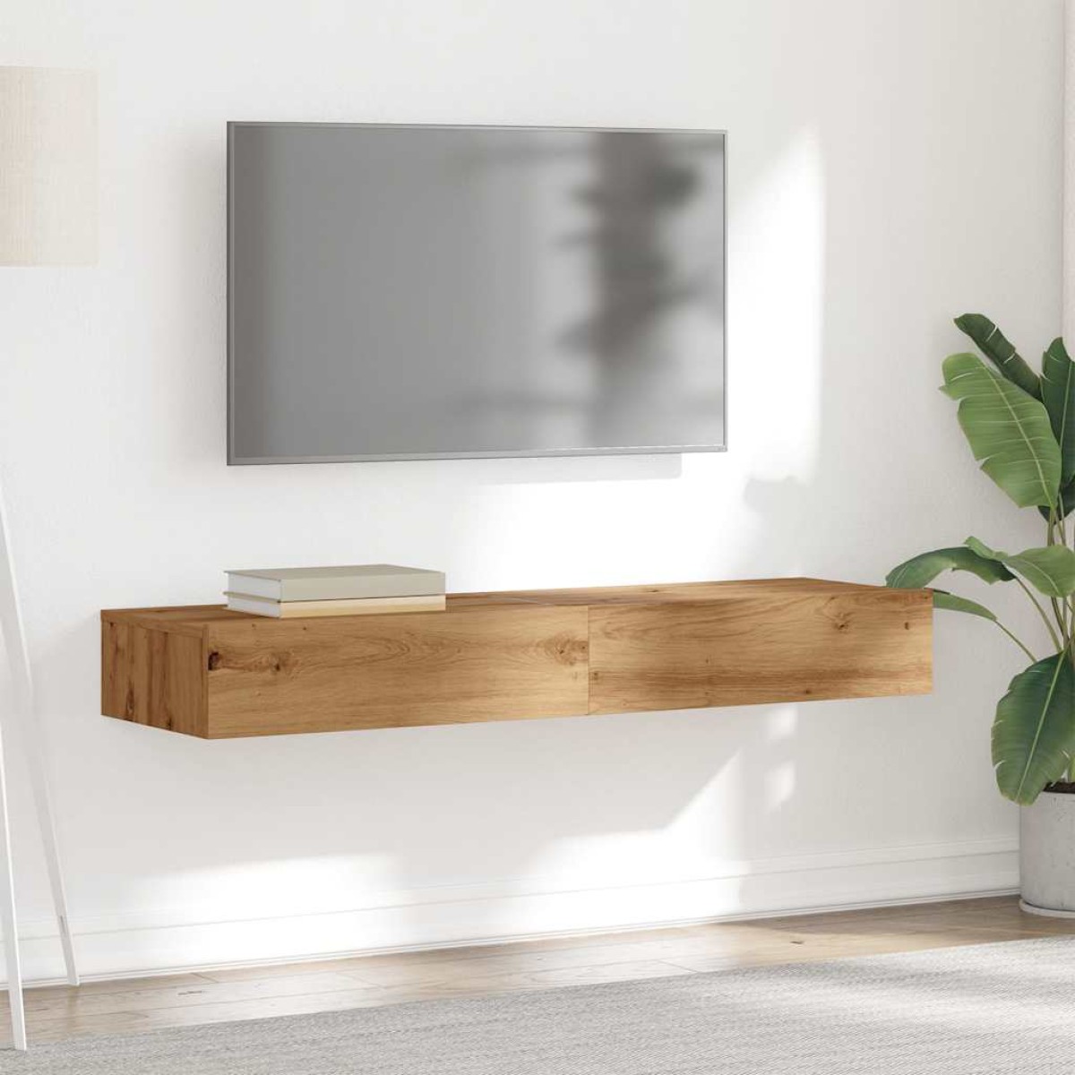vidaXL Σετ ντουλάπι τηλεόρασης 2 τεμαχίων με φώτα LED Artisan Oak