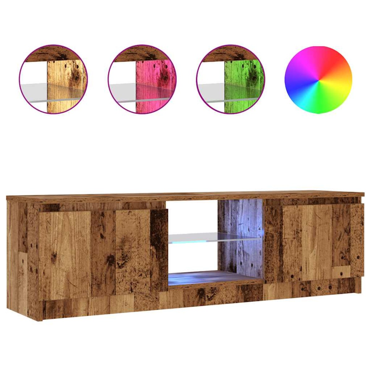 vidaXL Έπιπλο Τηλεόρασης LED Όψη Παλαιού Ξύλου 120x30x36 εκ.Επεξ. Ξύλο