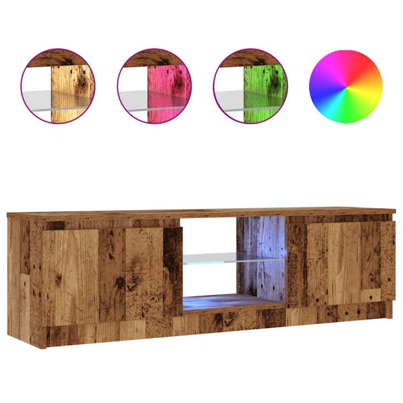 vidaXL Έπιπλο Τηλεόρασης LED Όψη Παλαιού Ξύλου 120x30x36 εκ.Επεξ. Ξύλο