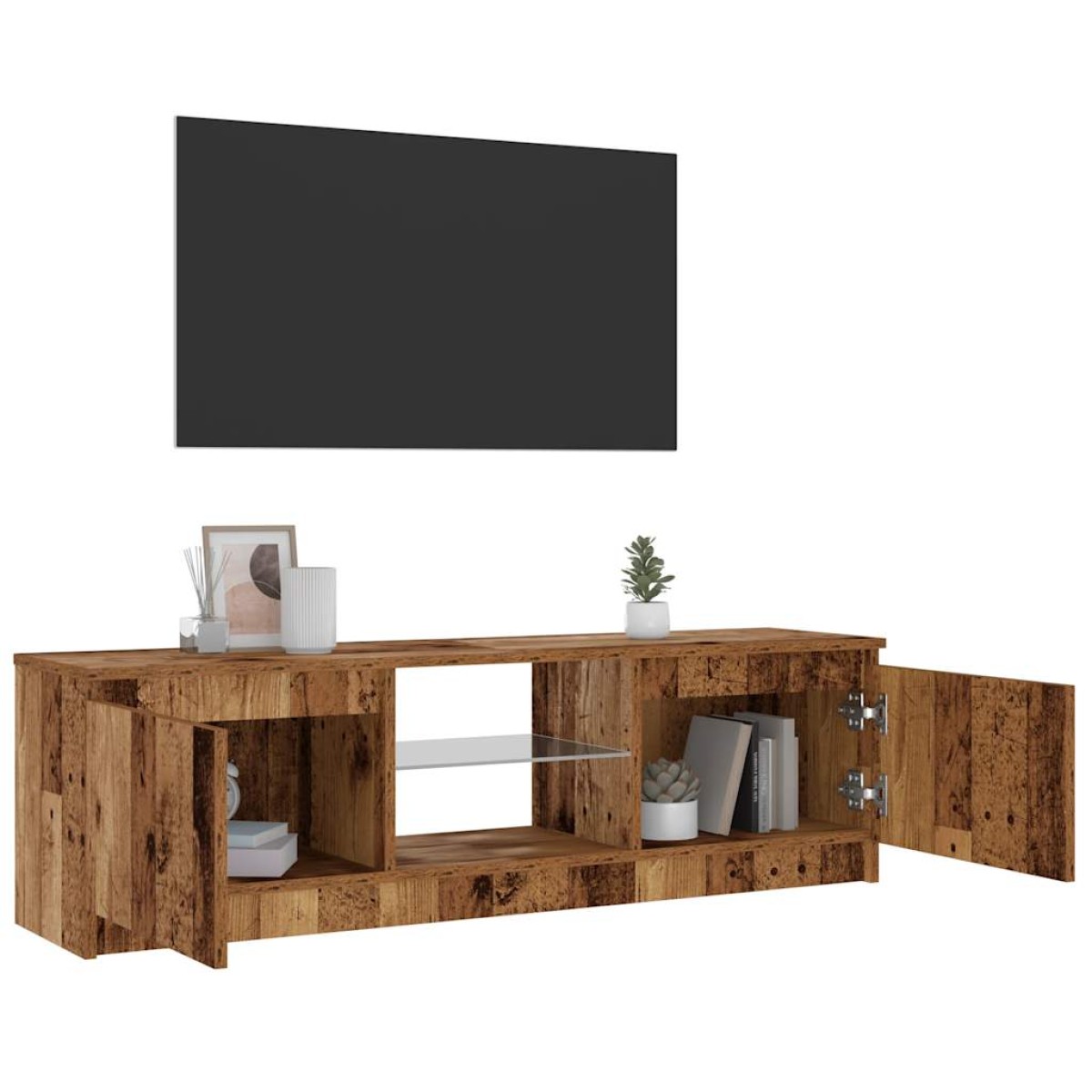 vidaXL Έπιπλο Τηλεόρασης LED Όψη Παλαιού Ξύλου 120x30x36 εκ.Επεξ. Ξύλο