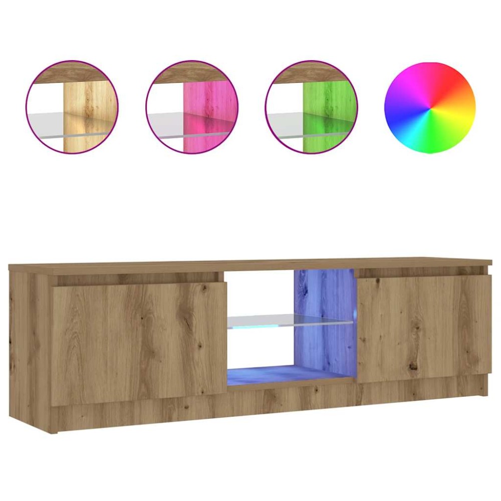 vidaXL Έπιπλο Τηλεόρασης με LED Αρτισιανή Δρυς 120x30x36 εκ Επεξ.Ξύλο