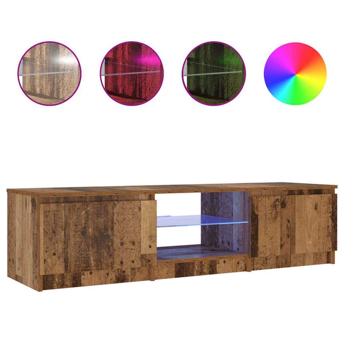 vidaXL Έπιπλο Τηλεόρασης LED Όψη Παλαιού Ξύλου 140x40x36εκ