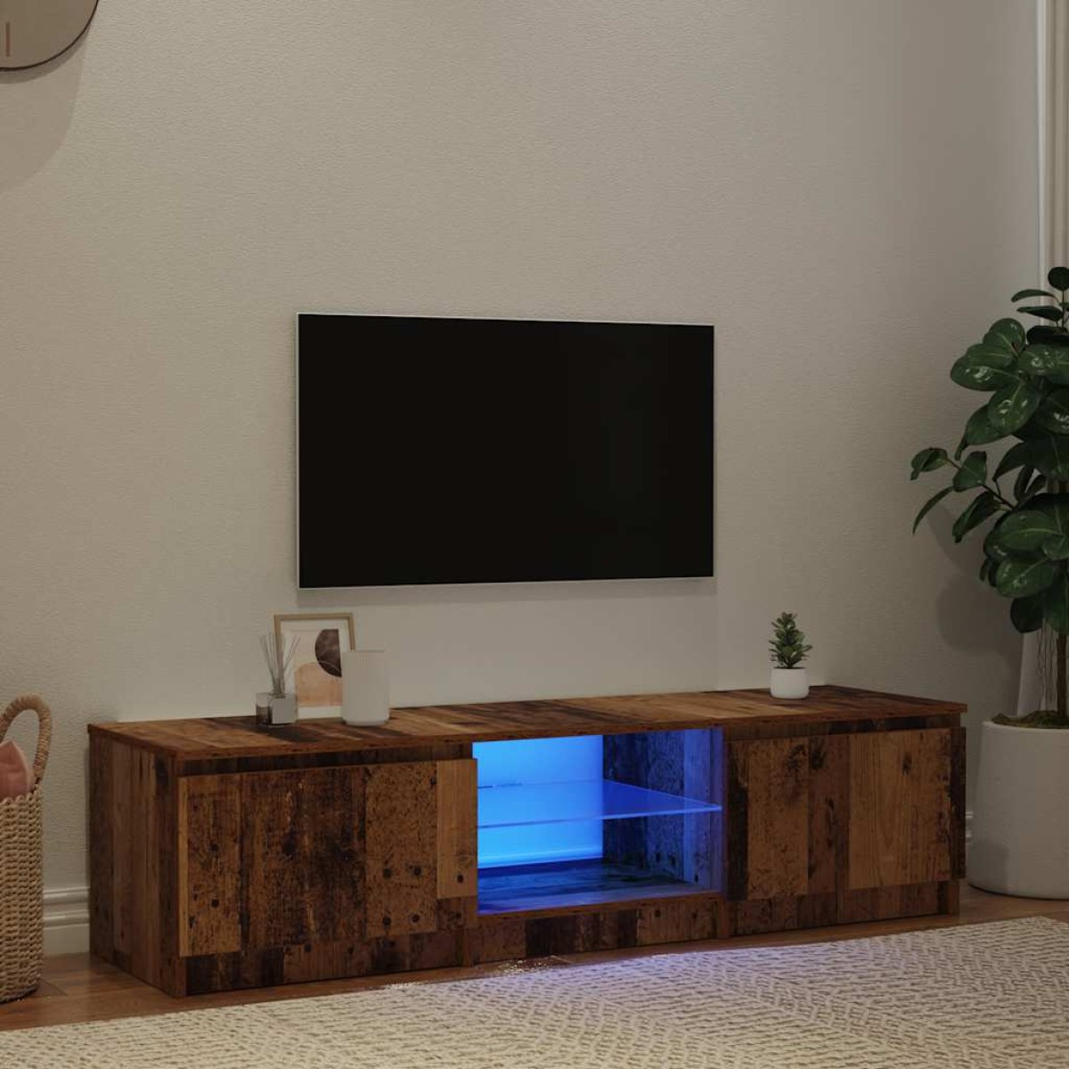 vidaXL Έπιπλο Τηλεόρασης LED Όψη Παλαιού Ξύλου 140x40x36εκ