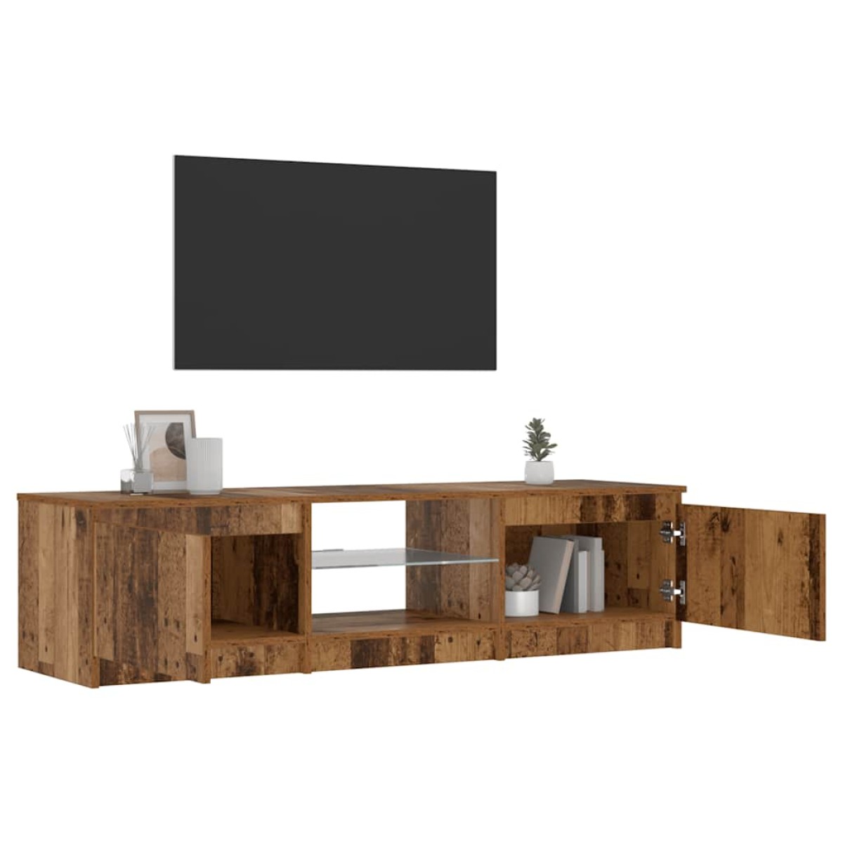 vidaXL Έπιπλο Τηλεόρασης LED Όψη Παλαιού Ξύλου 140x40x36εκ