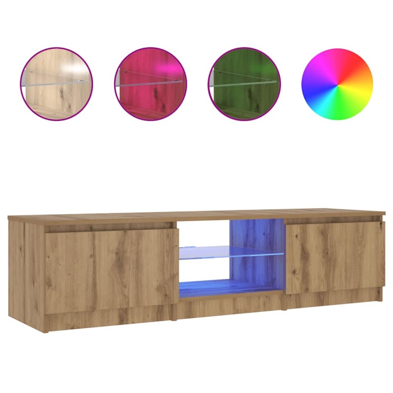 ντουλάπι τηλεόρασης vidaXL με φώτα LED Artisan Oak Κατασκευασμένο ξύλο
