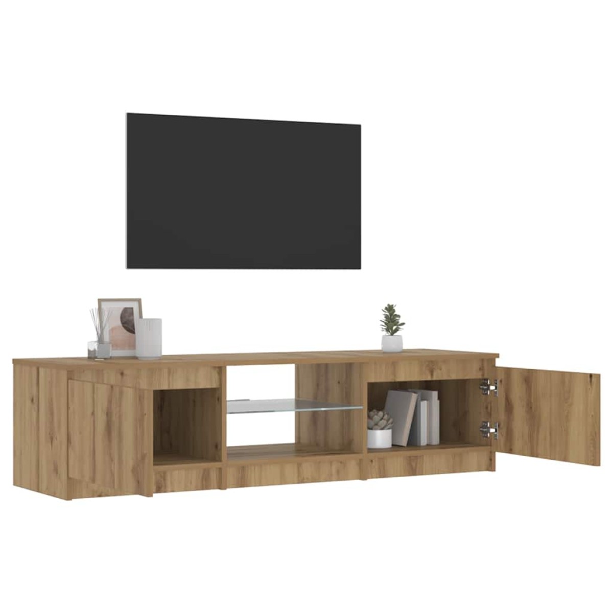 ντουλάπι τηλεόρασης vidaXL με φώτα LED Artisan Oak Κατασκευασμένο ξύλο