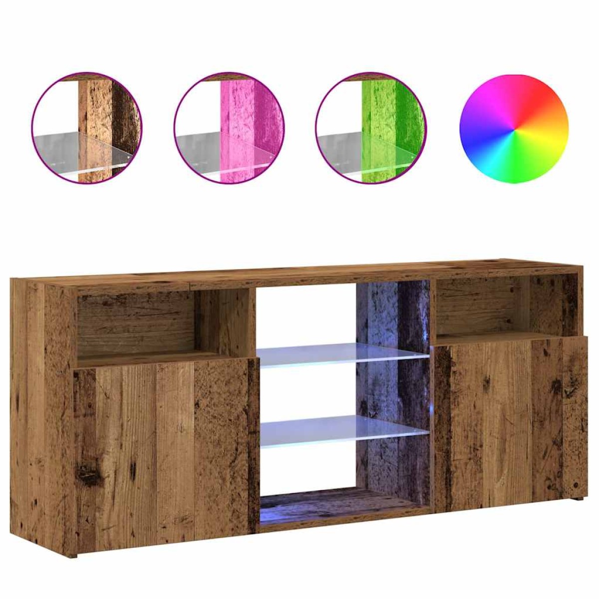 vidaXL Έπιπλο Τηλεόρασης LED Όψη Παλαιού Ξύλου 120x30x50 εκ.Επεξ. Ξύλο