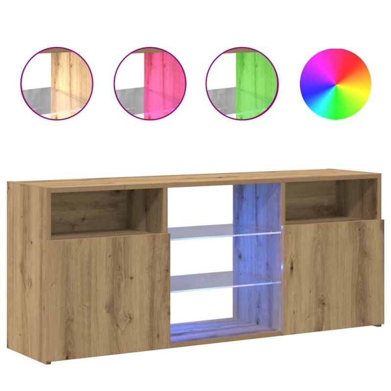 vidaXL Έπιπλο Τηλεόρασης με LED Αρτισιανή Δρυς 120x30x50 εκ Επεξ.Ξύλο