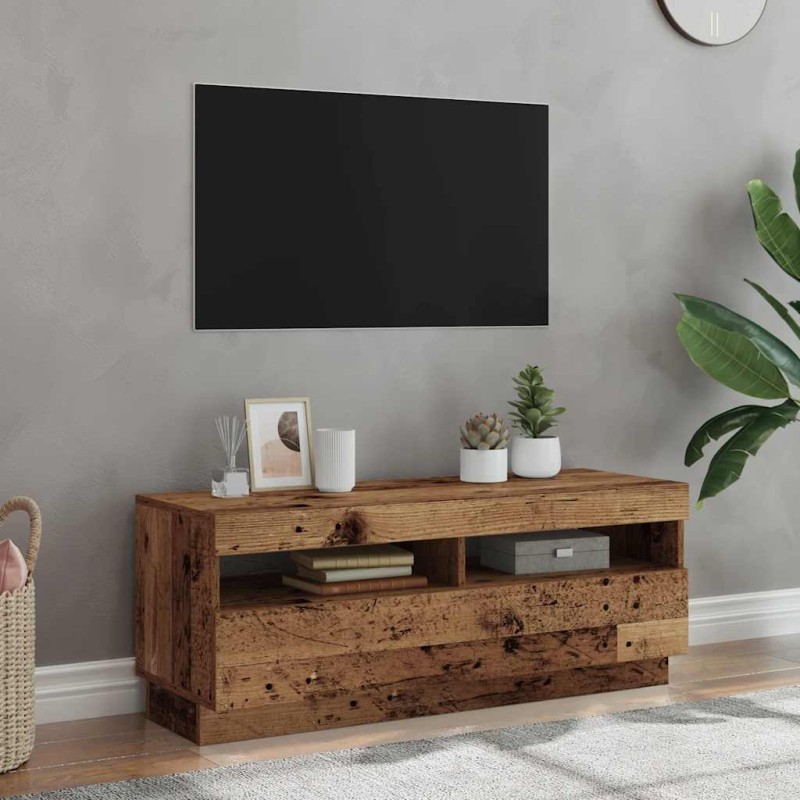 vidaXL Έπιπλο Τηλεόρασης LED Όψη Παλαιού Ξύλου 100x35x40 εκ.Επεξ. Ξύλο