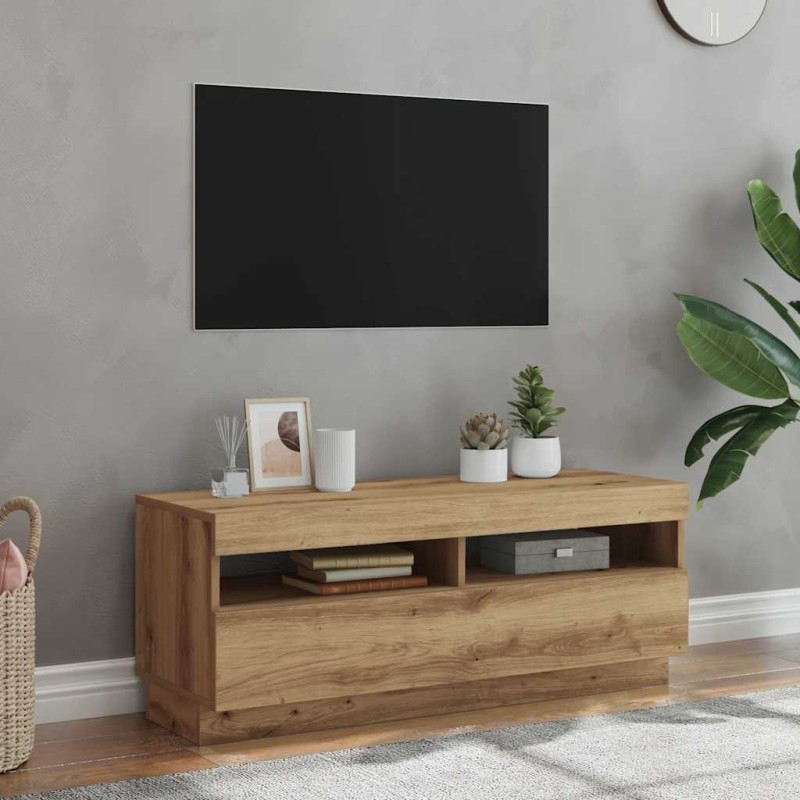 vidaXL Έπιπλο Τηλεόρασης LED Αρτισιανή Δρυς 100x35x40 εκ. Επεξ. Ξύλο
