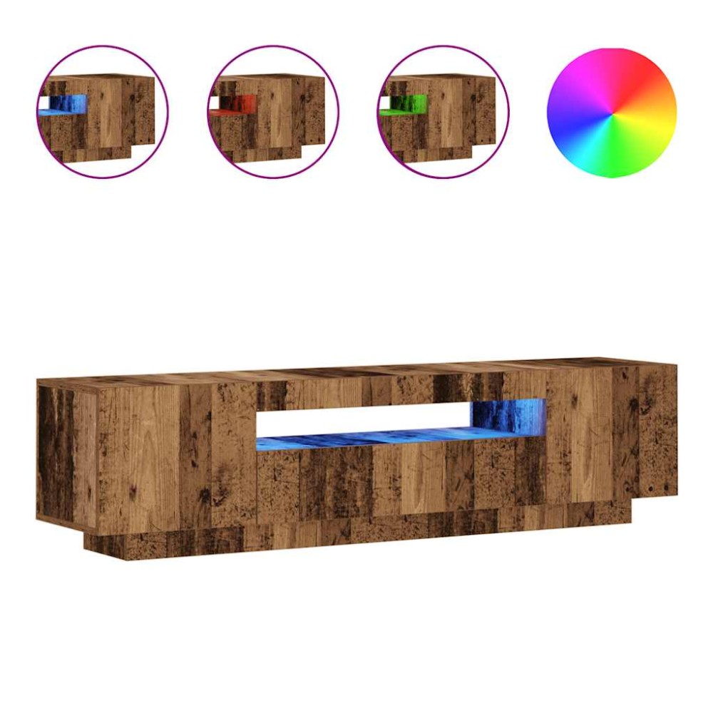 vidaXL Έπιπλο Τηλεόρασης LED Όψη Παλαιού Ξύλου 160x35x40 εκ.Επεξ. Ξύλο