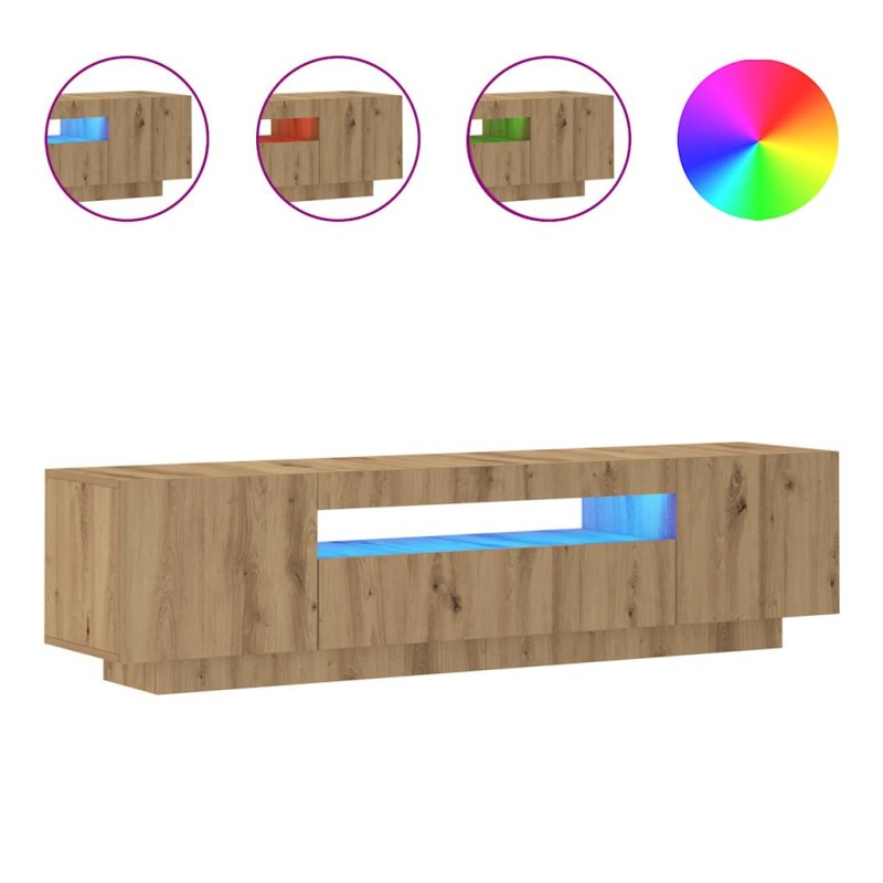 vidaXL Έπιπλο Τηλεόρασης με LED Αρτισιανή Δρυς 160x35x40 εκ Επεξ.Ξύλο