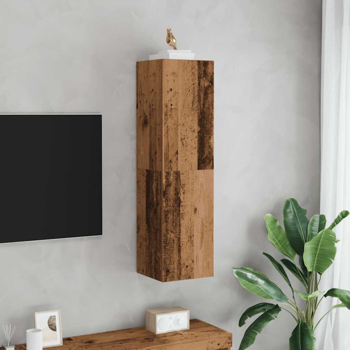 ντουλάπι τηλεόρασης vidaXL Παλιό ξύλο 30,5x30x110 cm Ξύλινη κατασκευή