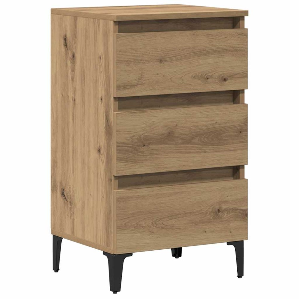 vidaXL Ντουλάπι κρεβατιού με μεταλλικά πόδια Artisan Oak 40x35x69 cm