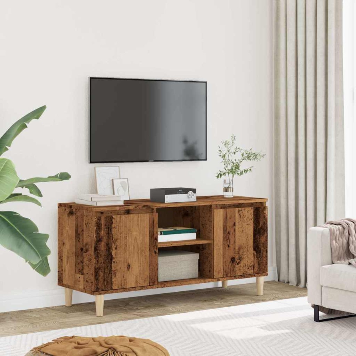 vidaXL Έπιπλο Τηλεόρασης Παλιό Ξύλο 102x35x50 εκ. από Μοριοσανίδα