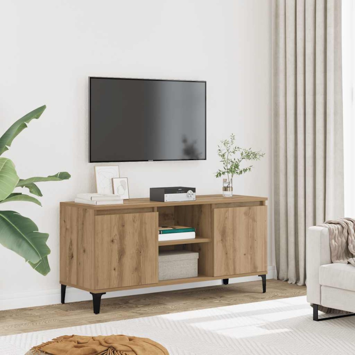 vidaXL Έπιπλο Τηλεόρασης Αρτισιανή Δρυς 102x35x50 εκ από Επεξεργ. Ξύλο
