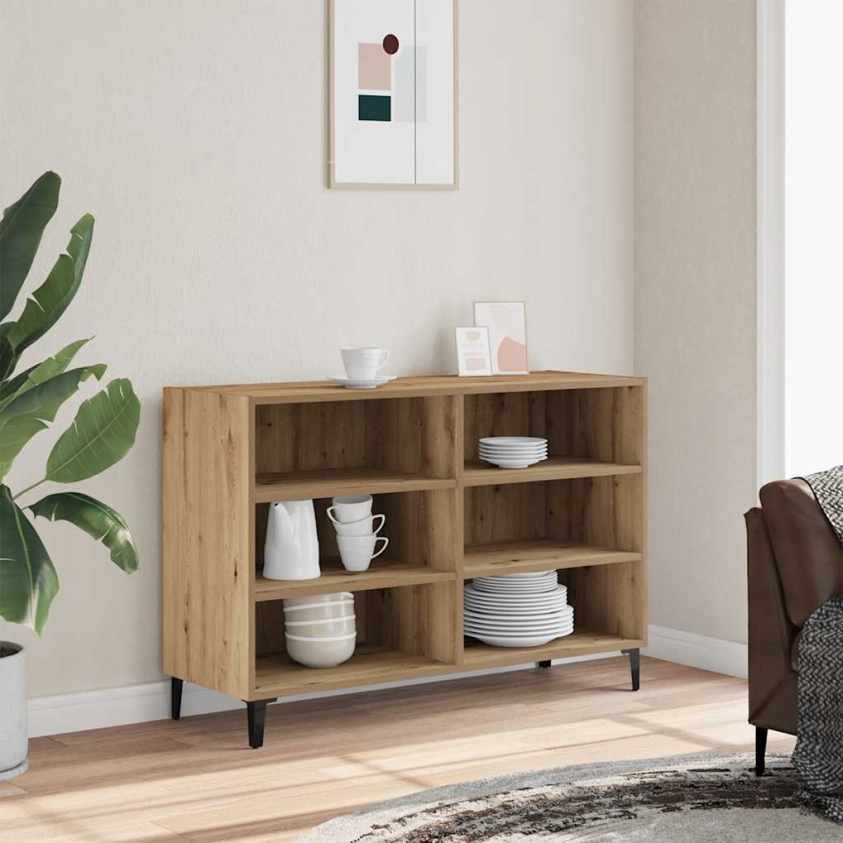 vidaXL Ραφιέρα Αρτισιανή Δρυς 103,5 x 35 x 70 εκ. από Επεξεργ. Ξύλο