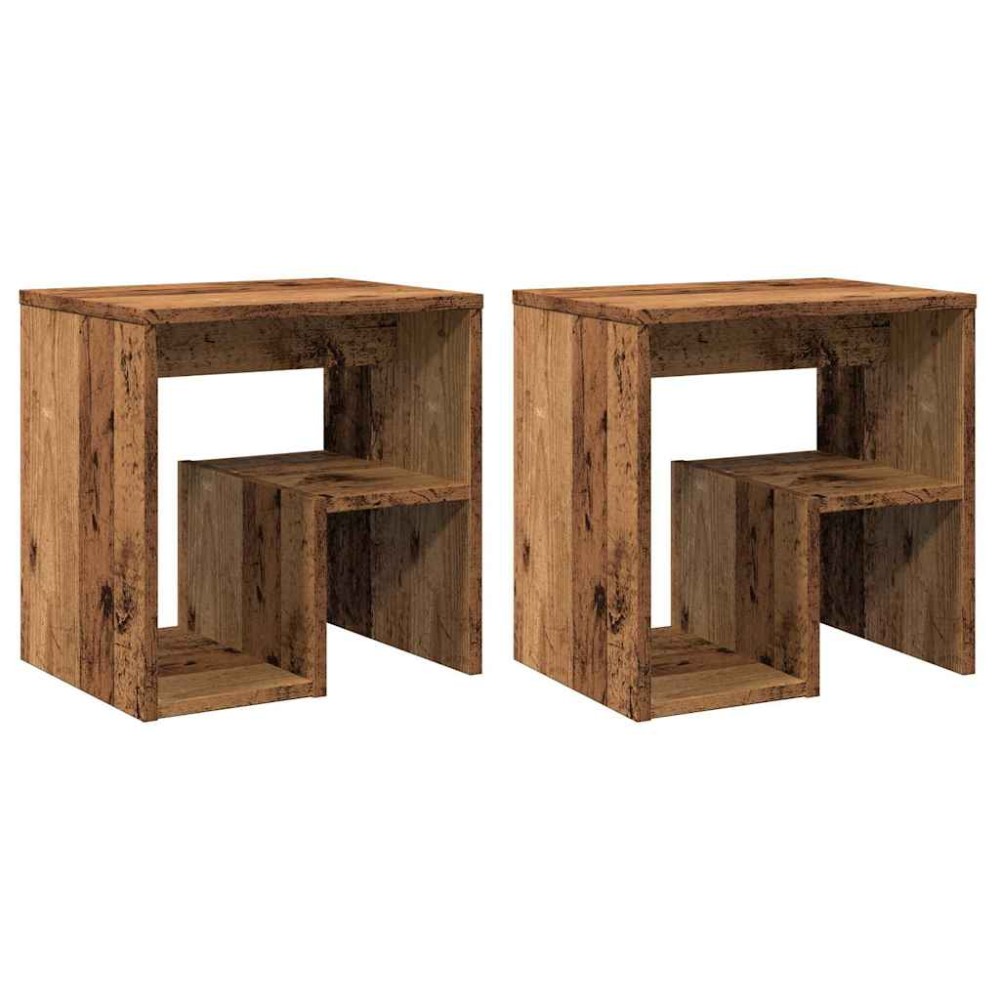 vidaXL Κομοδίνα 2 τεμ. Όψη Παλαιού Ξύλου 40x30x40 εκ. από Επεξ. Ξύλο
