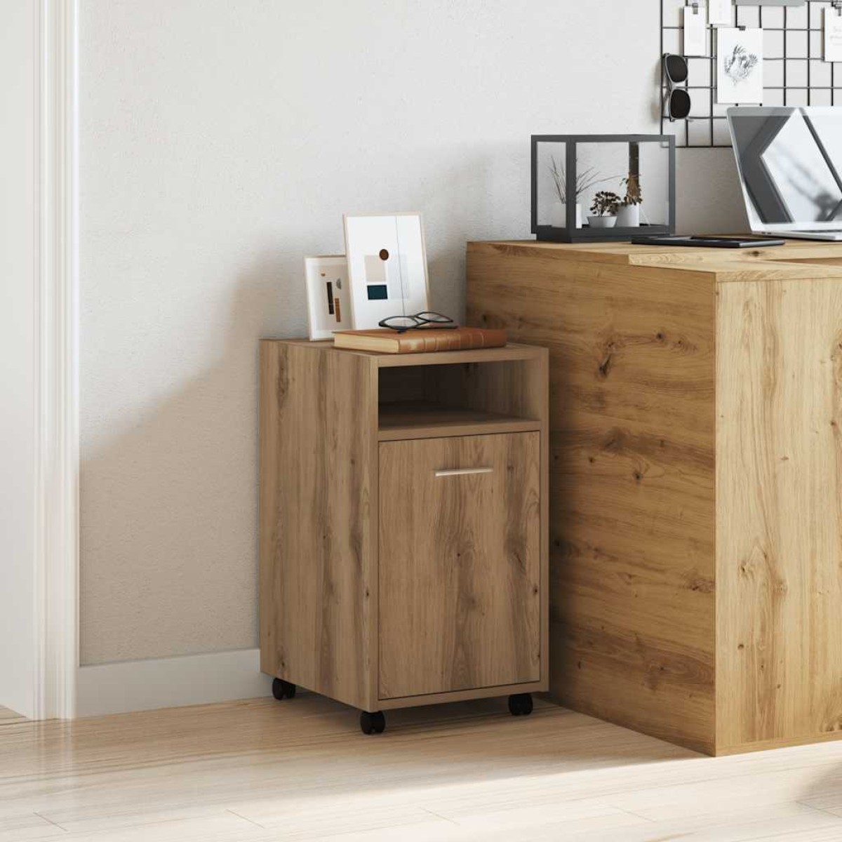 ντουλάπι vidaXL με ροδάκια Artisan Oak 33x38x60 cm Κατασκευασμένο ξύλο