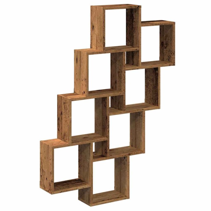 vidaXL Ράφι κύβος τοίχου Παλιό ξύλο 90x15x119,5 cm Κατασκευασμένο ξύλο