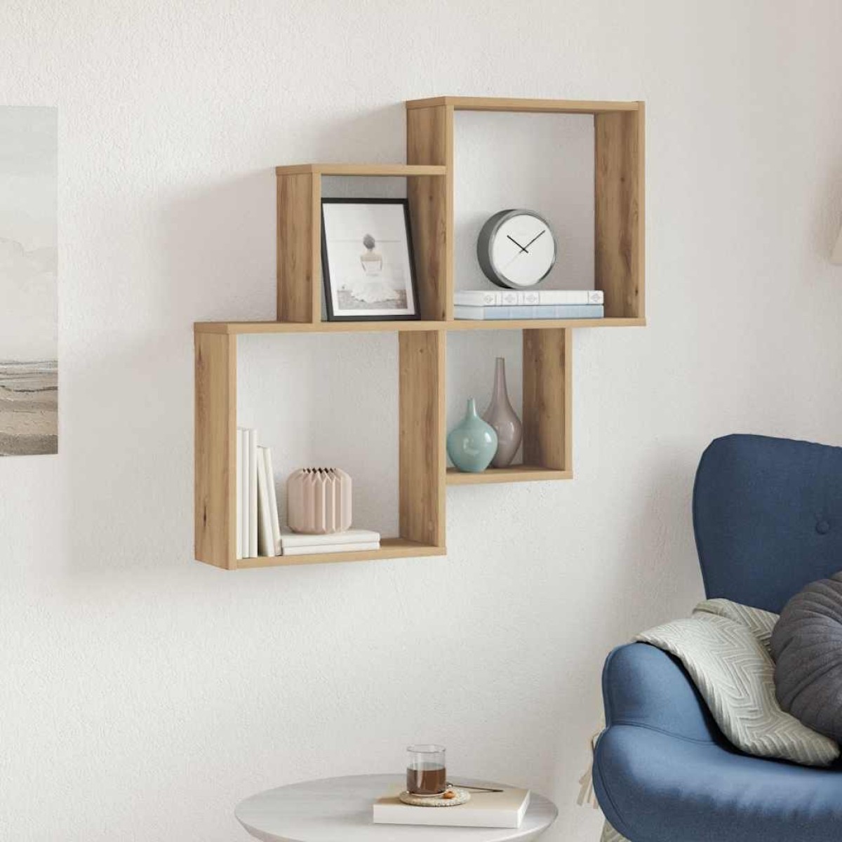 vidaXL Ράφι τοίχου Artisan Oak 80x15x78,5 cm Κατασκευασμένο ξύλο