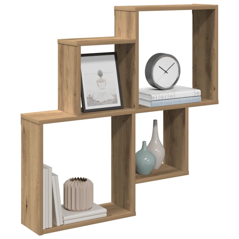 vidaXL Ράφι τοίχου Artisan Oak 80x15x78,5 cm Κατασκευασμένο ξύλο