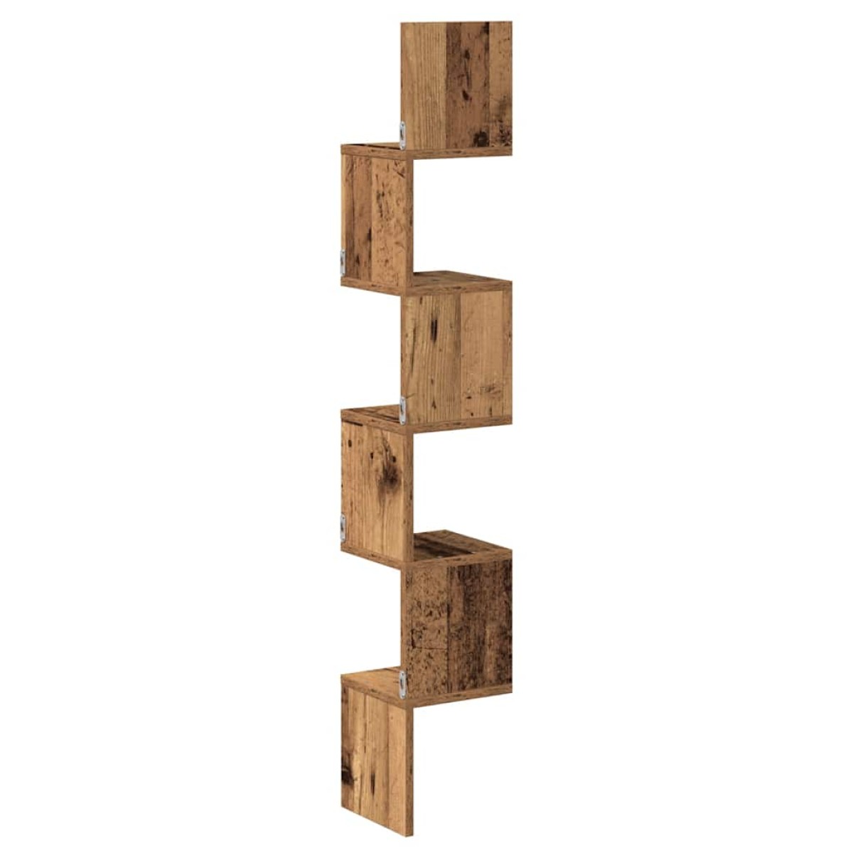vidaXL Γωνιακή Ραφιέρα Τοίχου Παλιό Ξύλο 20x20x127,5 εκ. Μοριοσανίδα