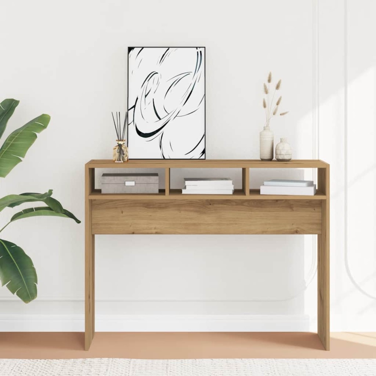 vidaXL Τραπέζι Κονσόλα Αρτισιανή Δρυς 105x30x80 εκ Επεξεργασμένο Ξύλο