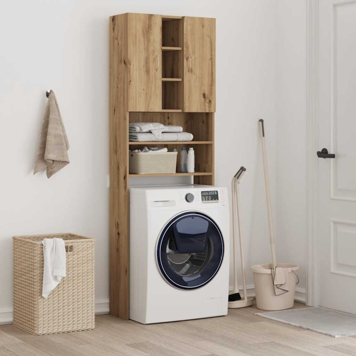 vidaXL Ντουλάπι Πλυντηρίου τεχνίτης Δρυς 64 x 25,5 x 190 εκ.