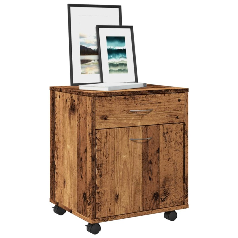 vidaXL Τροχήλατο ντουλάπι παλιού ξύλου 45x38x54 cm Ξύλο μηχανής