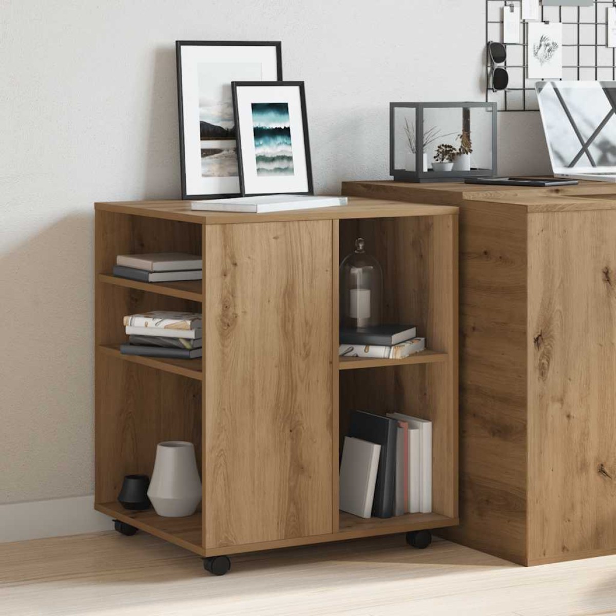 vidaXL Ντουλάπι Τροχήλατο Αρτισιανή Δρυς 60x53x72 εκ. Επεξεργ. Ξύλο
