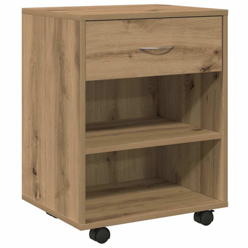 vidaXL Ντουλάπι Τροχήλατο Αρτισιανή Δρυς 46x36x59 εκ. Επεξεργ. Ξύλο