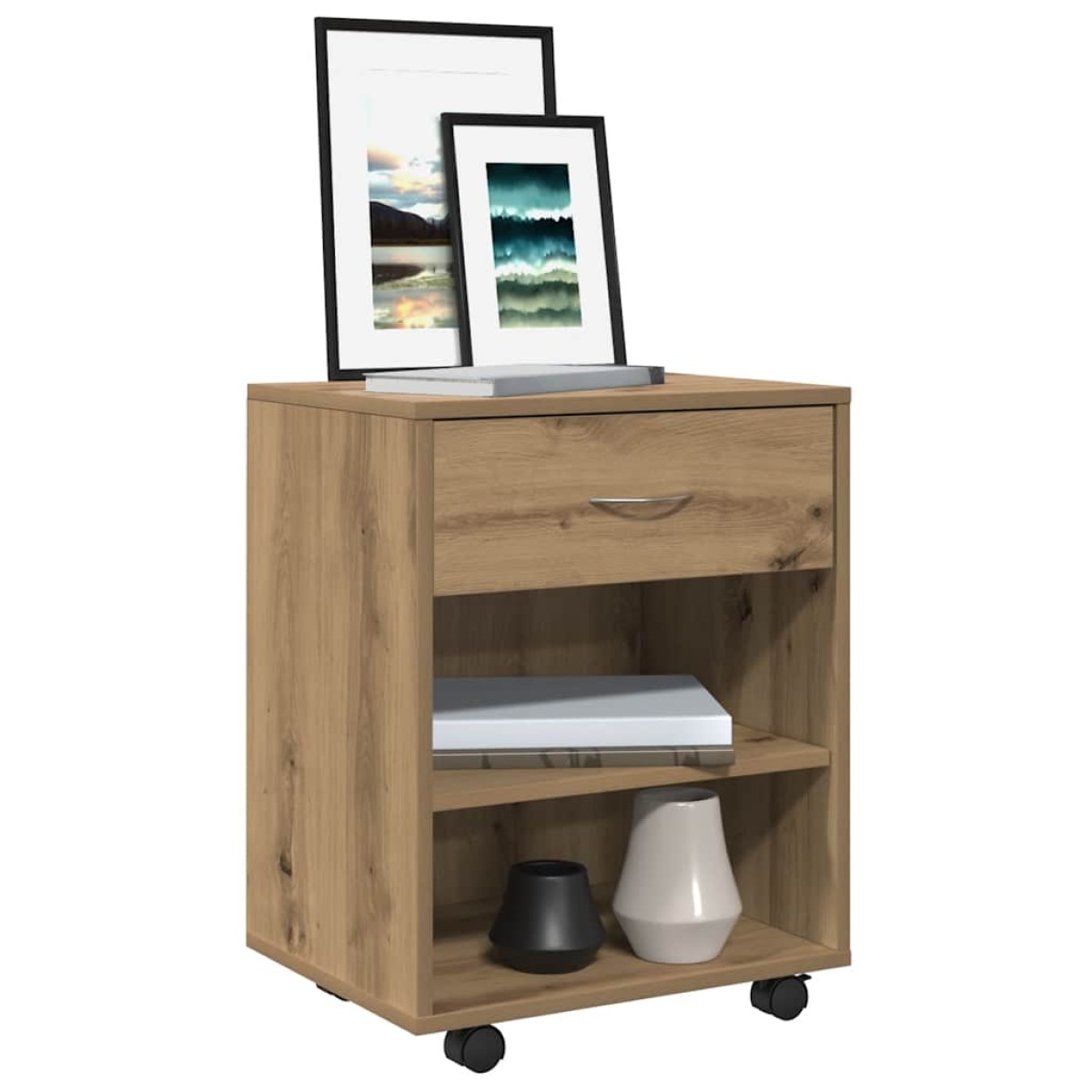 vidaXL Ντουλάπι Τροχήλατο Αρτισιανή Δρυς 46x36x59 εκ. Επεξεργ. Ξύλο