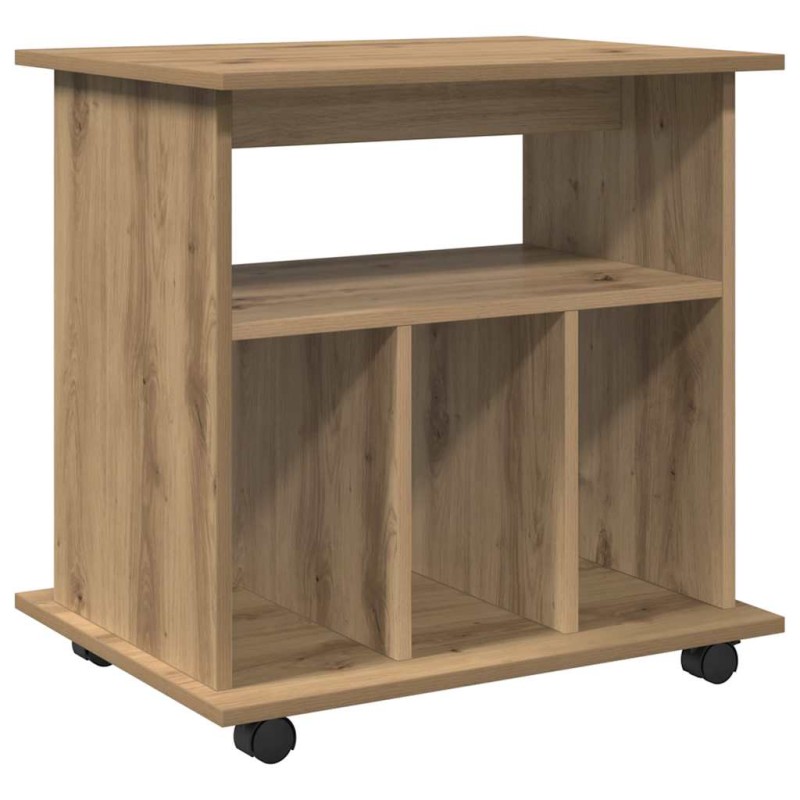 vidaXL Ντουλάπι Τροχήλατο Αρτισιανή Δρυς 60x45x60 εκ. Επεξεργ. Ξύλο