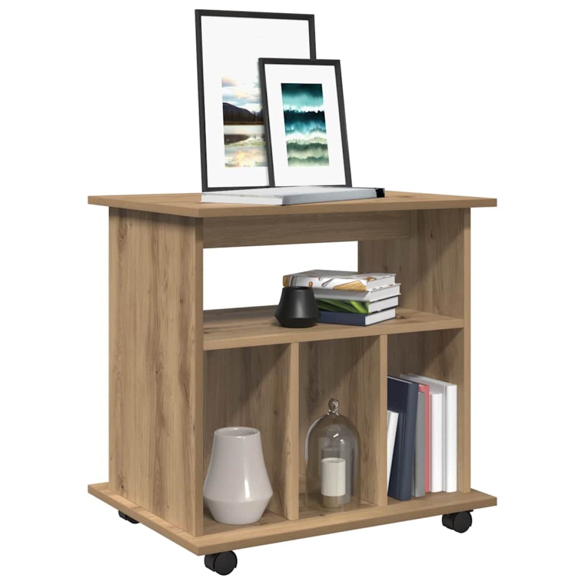 vidaXL Ντουλάπι Τροχήλατο Αρτισιανή Δρυς 60x45x60 εκ. Επεξεργ. Ξύλο