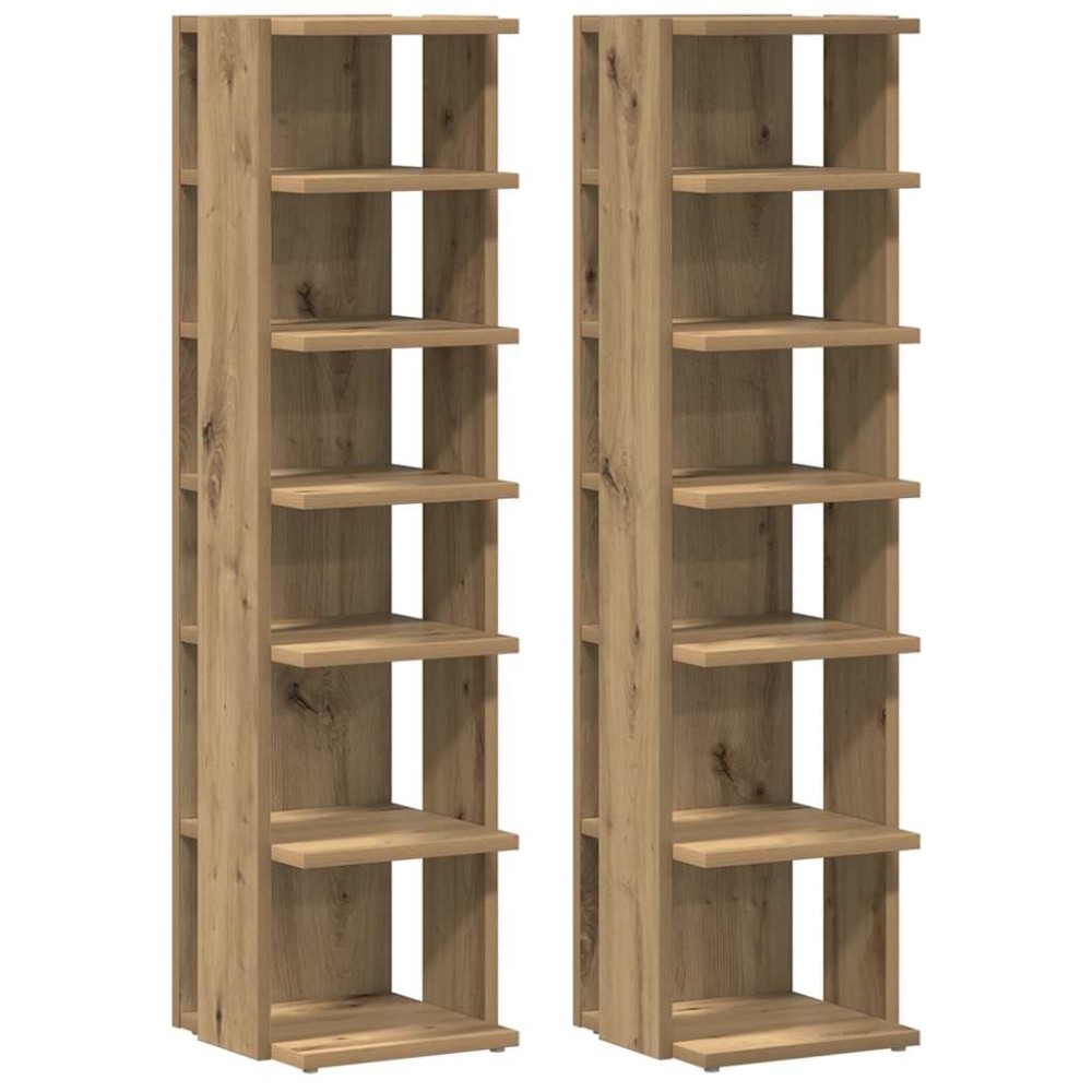 vidaXL Παπουτσοθήκες 2 τεμ. Αρτισιανή Δρυς 28x27x102 εκ. Επεξ. Ξύλο