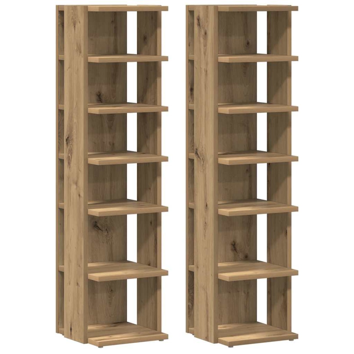 vidaXL Παπουτσοθήκες 2 τεμ. Αρτισιανή Δρυς 28x27x102 εκ. Επεξ. Ξύλο