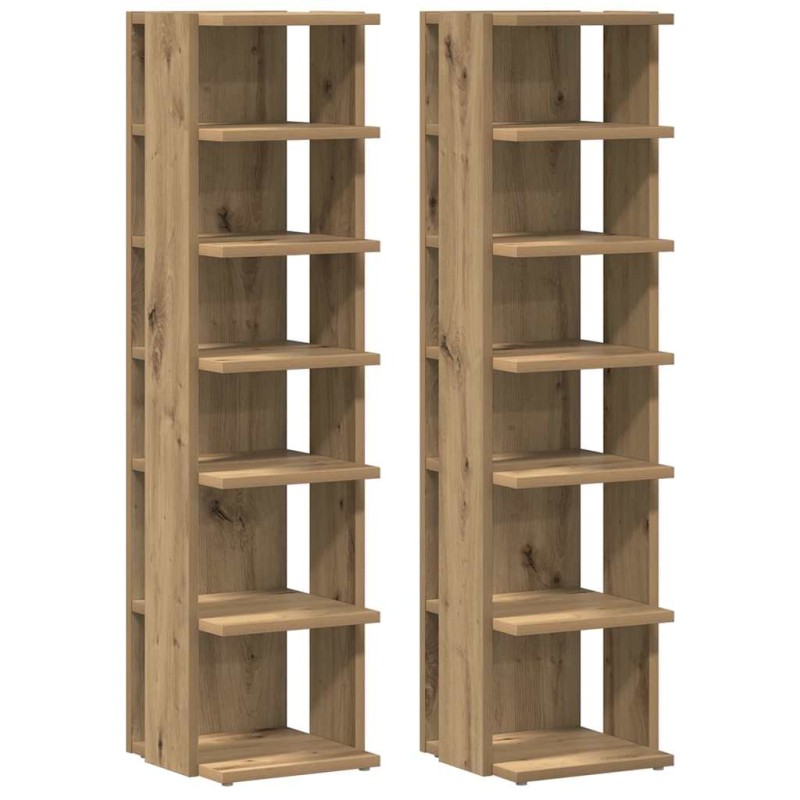 vidaXL Παπουτσοθήκες 2 τεμ. Αρτισιανή Δρυς 28x27x102 εκ. Επεξ. Ξύλο