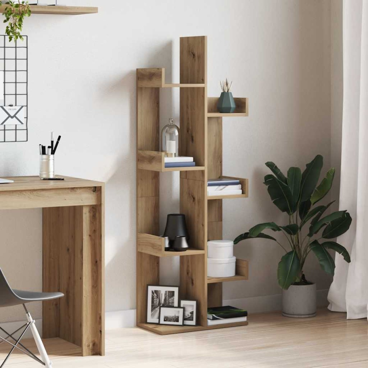 vidaXL Βιβλιοθήκη Αρτισιανή Δρυς 48x25,5x140 εκ. Επεξεργ. Ξύλο